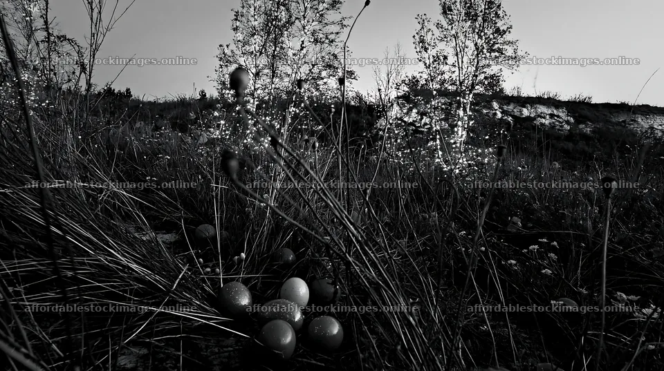 Open Christmas meadow poppy stems with lights shine at dusk – stock images 10608x5938