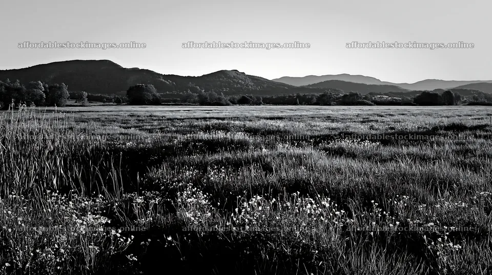 Saga floodplain meadow with reed foreground and hills in – stock images 10608x5938