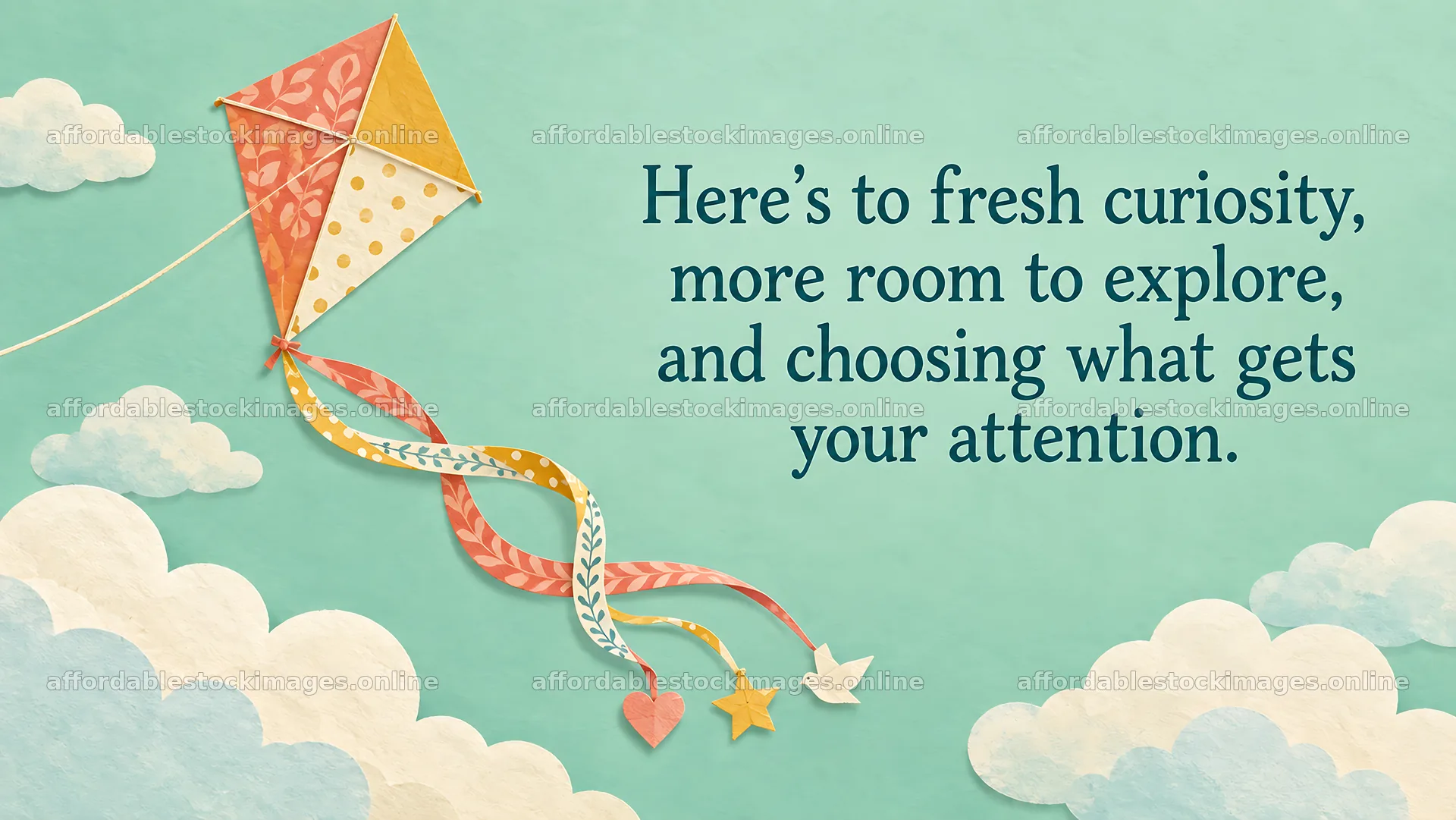 Graduation Greeting with Kite and Inspiring Message – stock images 10324x5812