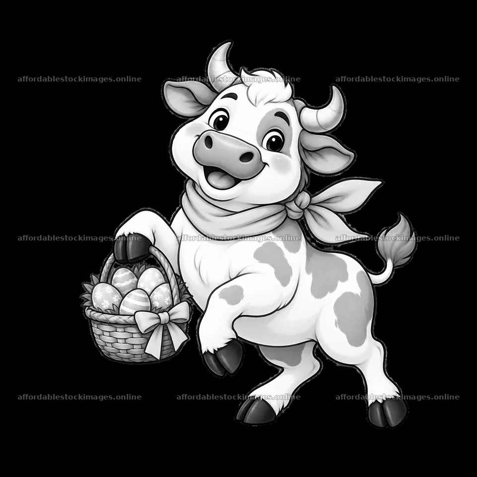 Easter ox with a basket of eggs celebrating spring – stock images 7746x7746