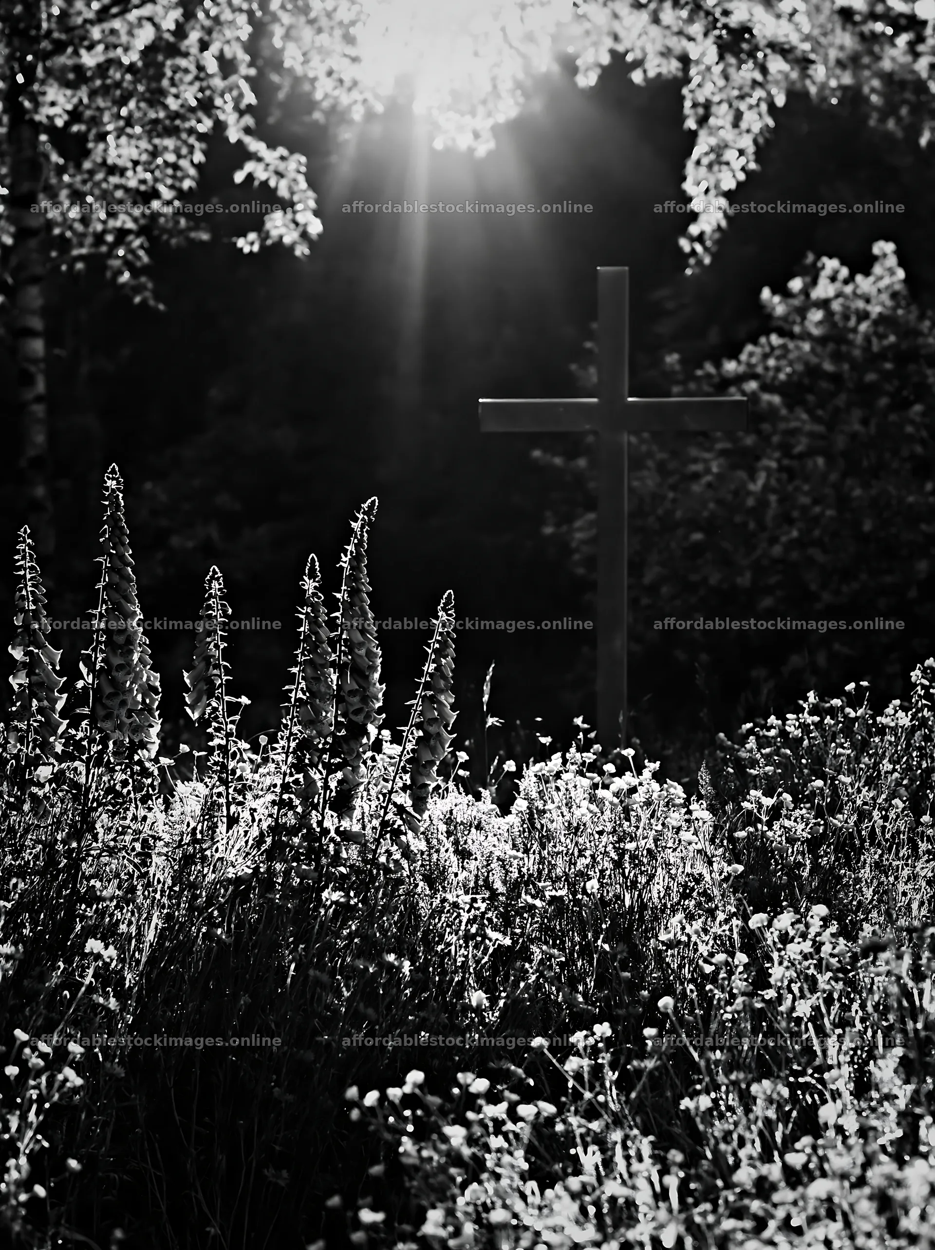 Christian cross with sunrise over meadow – stock images 6866x9174