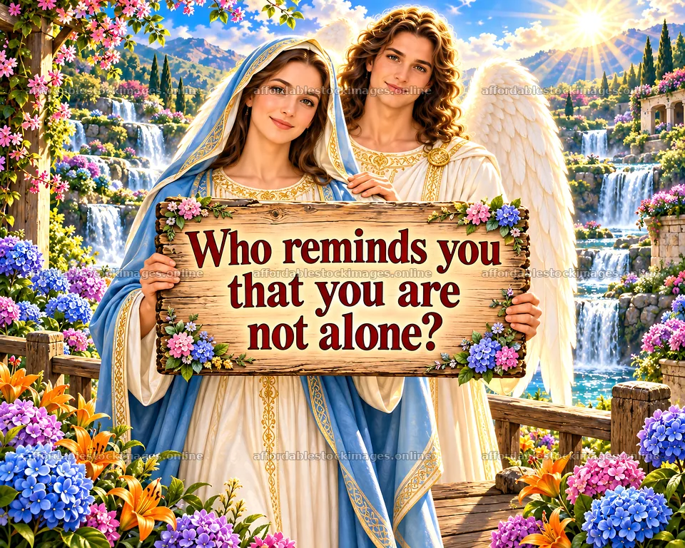 Jesus Christ comforting with angels and floral backdrop – stock images 8659x6930